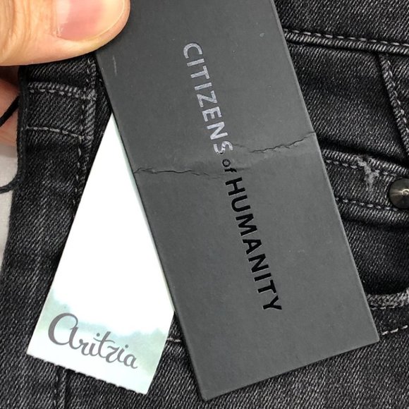 NWT Aritzia Citizens of Humanity Black Rocket High Rise Distressed Skinny 29 - Picture 9 of 16